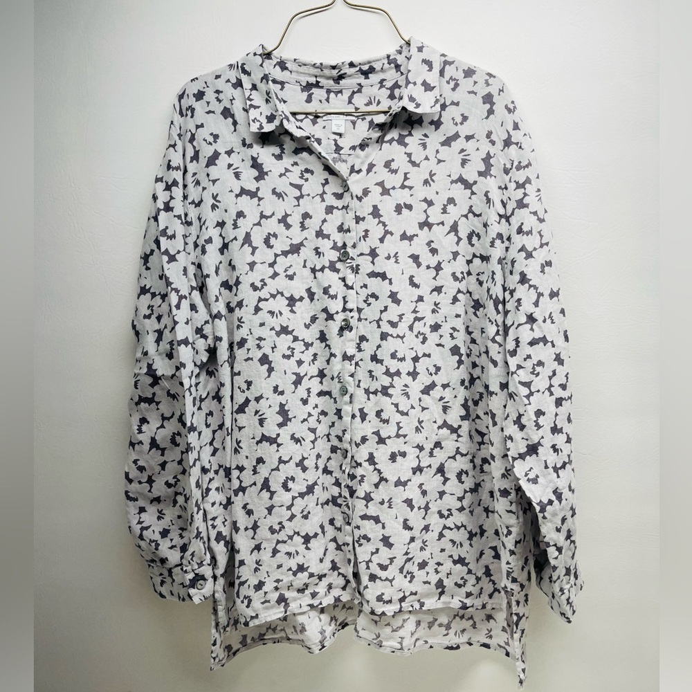 J.Jill love linen essentials shirt XL floral print long sleeves